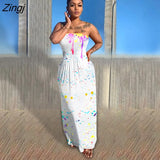 Women Casual Strapless High Waist Loose Hem Maxi Dress for Streetwear Beach Sexy Summer Floor Length Long