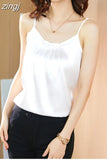 Silk Women Tops Satin Blouses for Women Beading Silk Blouse Top Woman Sleeveless Shirts Tops Fashion Woman Satin