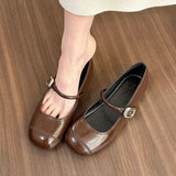 Round Head Light Mouth Mary Jane Shoes Women 2025 New Spring And Summer Word With Flat Bottom Simple Women's Singles Shoes With