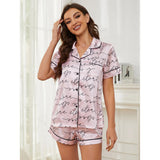 Zingj Female Summer Letters Love Print Thin Ice Silk Short-Sleeved Shorts Home Suit