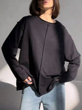 Spring And Summer New Grinding Pure Cotton Long-Sleeved T-Shirt Women Loose Soft Knitted Brisne Cloth Top Women