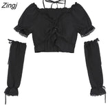 Women Bowknot Stylish Design Ulzzang Solid Summer High Street All-match Chic Feminine Simple Crops Causal Student