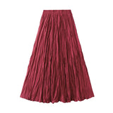 Luxury Light Pressure Folded Skirt Women's Spring And Autumn New Station Big Swing Thin Folded A Skirt