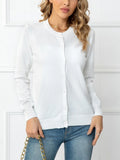 And Autumn Solid Color Round Collar Single Buckle Sweater Coat Casual Long-Sleeved Knitted Shirt