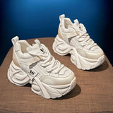 Dad Shoes Women's Net Face 2025 Spring And Autumn New Loose Cake Small White Shoes Women Thick Soles Inside The Height Of Women's Shoes