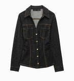 Women's Clothing INS Explosive Fashion Collar Line Decoration Double Pocket Loose And Easy To Catch The