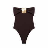 New Metal Collar Repair Body One-Suit Swimsuit