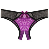 Lace Opening Hollow Pants To Seduce Low-Rise Trousers Transparent Color Mesh