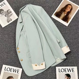 Zingj Suit Jacket Female 2024 Spring New Korean Version Of Fashion Suit Blue Fried Street Foreign Style Design