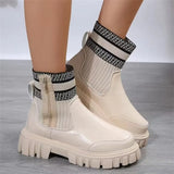 Thick-Bottomed Round-Headed Elastic Knitted Martin Boots Women's Large Size Warm Socks