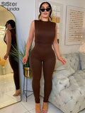 Fitness Jumpsuit Women Sleeveless Backless Hollow High Elastic Activity One Piece Workout Overalls Female