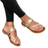 Cool Slippers Women's 2025 Spring Round Head Casual Clip Metal Belt Buckle Flat Bottom