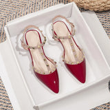 V's New Summer Pointed Sandals Women's Korean Version Of The Empty Rivet High Heel Low Heel