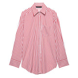 Spring New Striped Loose Shirt Simple With Long Sleeve Shirt Women