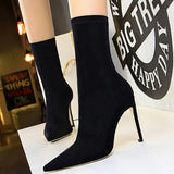Shoes Women Boots Fashion Ankle Boots Pointed Toe Stretch Boots Autumn Stiletto Socks Boots High Heels Ladies Shoes