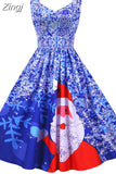 Summer Vintage Dress Women Spaghetti Strap Floral Print High Waist Elegant Sleeveless A-Line Party Midi Dress Robe