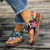 Word Sandals Women 2025 New National Style Embroidery Flowers After Stumbling Slopes And Sandals