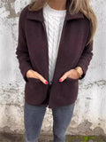 New Single-Sided Autumn And Winter Collar Knit Zipper Casual Coat