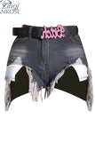 Tassel Ripped Denim Shorts Femme High Waist Y2k Casual Bottoms For Ladies Denim Pants Women Clothing Fashion Short