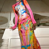 Zingj Women's Fall / Winter 2024 Fashion Print High-Stretch Long-Length