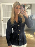 Water-Washed Denim Shirt Coat Split Design Design Display Waist Line Long-Sleeved Casual Women's