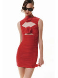 Women's New Sexy Hollow Sleeveless Dress Flower Decoration Folding Ass Dress Dress