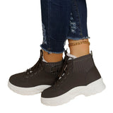 Winter High-Tide Big-Size Warm Hiking Shoes Women Thick Soles Plus Velvet Lace With Short-Bodied Snow