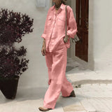 2025 New Women's Long-Sleeved Shirt Loose Pants Two