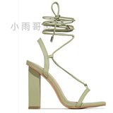 Ankle Strap High Heel Sandals Women Summer Square Thick Heel Fashion Cool Slippers