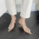Spring And Summer New 35-42 Women's Glass And Transparent Pointed Sandals High Heels High
