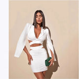 Autumn Women's Sexy Ass Dress Female White High-End Temperament Long-Sleeved Small Suit Dress