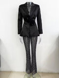Spring And Summer New Hollow Nail Bead Three-Dimensional Flower Suit Pearl Brighten Mesh Trousers