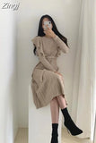 Knitted Sweater Winter Dress Women Ladies Dresses Long Sleeve 2023 Autumn Korean Striped Casual Bandage Kint