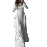 Women's Dress 2025 New Lace Horn Sleeves Fashion French Temperament