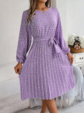 Wind Shooting Autumn And Winter New Leisure Long Sleeves Chopped Flowers Hundreds Of Folded Skirts Women's