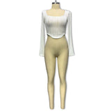 Women's Clothing 2025 Autumn Explosion U Collar Top Water Corrugated Body-Closing Sexy Long-Sleeved T-Shirt