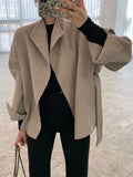 Autumn Winter New Woman Thick Grey Vintage Casual Coat Women Fashion Elegant Coat Korean Modis Ladies Lace Up Loose