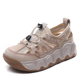 Layer Kraft Breathable Mesh Hollow Sandals Women 2025 Summer New Thick-Soled Comfortable Sports Casual