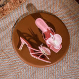 Red The Same Tourist Beach Shoes 2025 New Flower Clip High Heel Cool Slippers Women Summer Wear