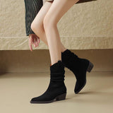 Women's Boots Tip Wrinkled Short Boots Women's Spring And Autumn New Trend British Style With Ladies