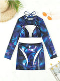 2025 New Bikin Bikin Tie Dye Four-Piece Split Swimsuit