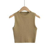 Summer New Top Sleeveless Short Knitted Vest Female