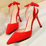 Shoes Bow-knot Women Sandals Suede Women Shoes Stiletto Heeled Sandals Summer High Heels Women Pumps Fashion
