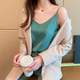 Fashion Silk Women Camis Women Silk Tank Tops Woman Sleeveless Satin Top Camis Woman Halter Top 2023 Sexy Strap