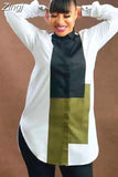 Women Fashion Patchwork Shirts Blouse Long Sleeve Turn-Down Collar Streetwear Fall Female Tops Blouses Shirts Spring