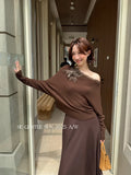 Xixi 2025 Autumn New White Standard Loose Long-Sleeved Flowers Knitted Woolen Women