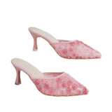 Summer New Summer Fashion Heel Sandals Women Casual Flowers Wearing Pointed Thin And Large-Size