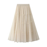 Gentle Fairy Design Feeling Bow Net Autumn Winter Display Thin Waist Half Body Skirt