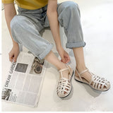 Bag Head Hollow Sandals Women 2025 New Summer Braided Flat Shoes Niche Retro Beach Roman