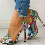 Summer Station 4243 High-Heeled Fish Mouth Sandals Women Large Size Sidefish Thin Women's Shoes Fashion